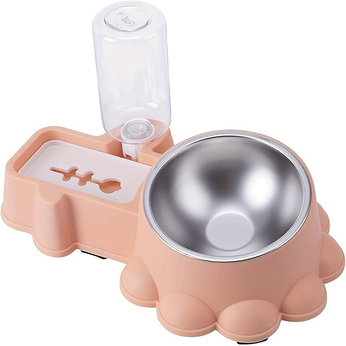 Practical Pet Double Bowl Dry Food Bowl Automatic Watering Bowl Food Bowl for Cats Feeding Dog Dish Watering Supply