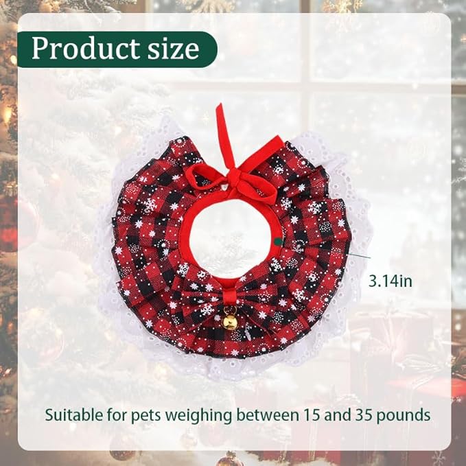 Christmas Dog Bow Ties for Small Medium Large Dogs Cat Bib for Eating Holiday Pet Bandanas for Dogs Scarf and Bow Cat Neck Accessories Xmas Party Pet Bib Costume Outfit Plaid Rabbit Bandana Apparel
