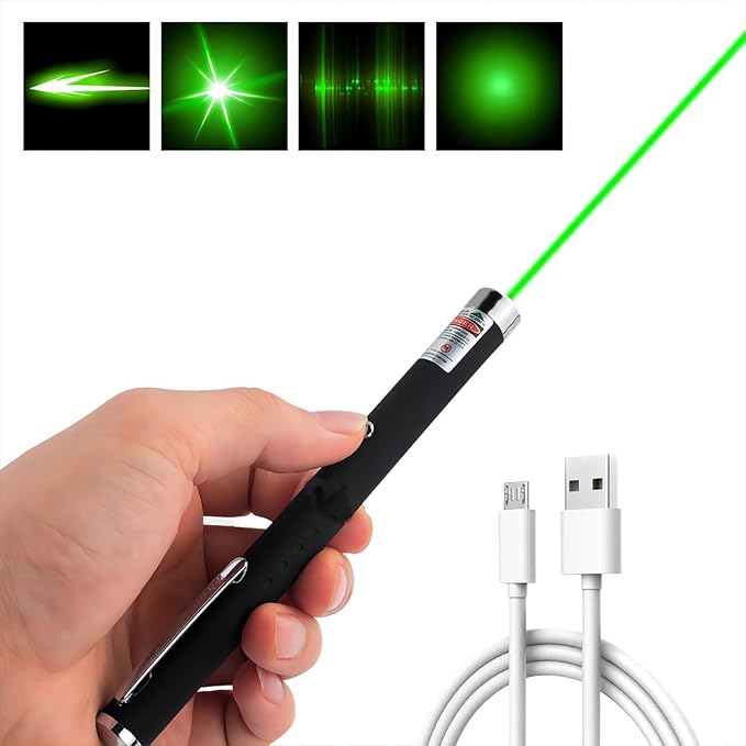 Cats Toys USB Rechargeable Pet Interactive Toys with Green Remotes for Indoor Classroom Interactive Teaching (Green, USB 1 Pack)