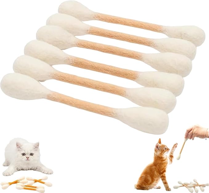 MOYEE Cotton Swabs Cat Toys with Catnip, 6 Pk Giant Kitten Chew Sticks for Indoor Boredom, Durable Dental Teething Ropes, Big Interactive Felt Kitty Kicker Play Lover Gift Accessories