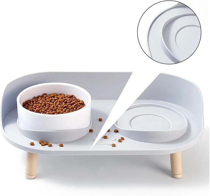 Cat Feeder Pet Double Bowls Food Water Adjustable Height Cats Dogs Drinker Bowl