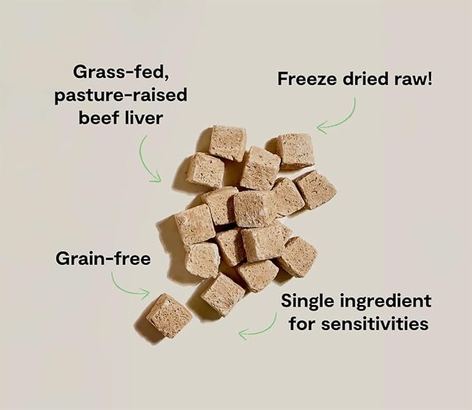 Freeze Dried Beef Liver Raw Nutrition Dog & Cat Treats - Healthy Snacks, Food Topper. Weight Control, Training Bites, High Protein (2 Ounce, Beef Liver)