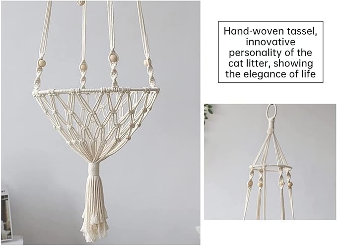 Cat/Dog Hammock, Hand-woven Cotton Rope, Round Shape, Suitable for Small Breeds, Easy to Install/Remove, Can be Used as a Bed or Toy
