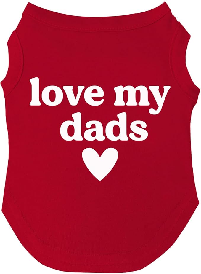 Love My Dads (Two) Dog Tee Shirt | Sleeveless | Sizes for All Ages and Breeds | Pride Day | LGBTQ+ | Rainbow | Parade |Red, 3X-Large 739