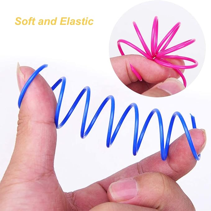 ISMARTEN Cat Spring Toys 60 Pack, Colorful Springs Cat Toys Interactive Cat Toy Plastic Coil Spiral Springs Creative Cat Toy to Kill Time and Keep Fit Heavy Plastic Spring for Indoor Cats Kitten Toys