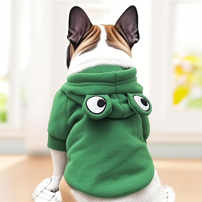 Pet Clothing Dog Transformation Frog Hoodie Autumn and Winter Warm Small Large Dog Method Dou Cat Bullfighting Clothes (Frog,XL)