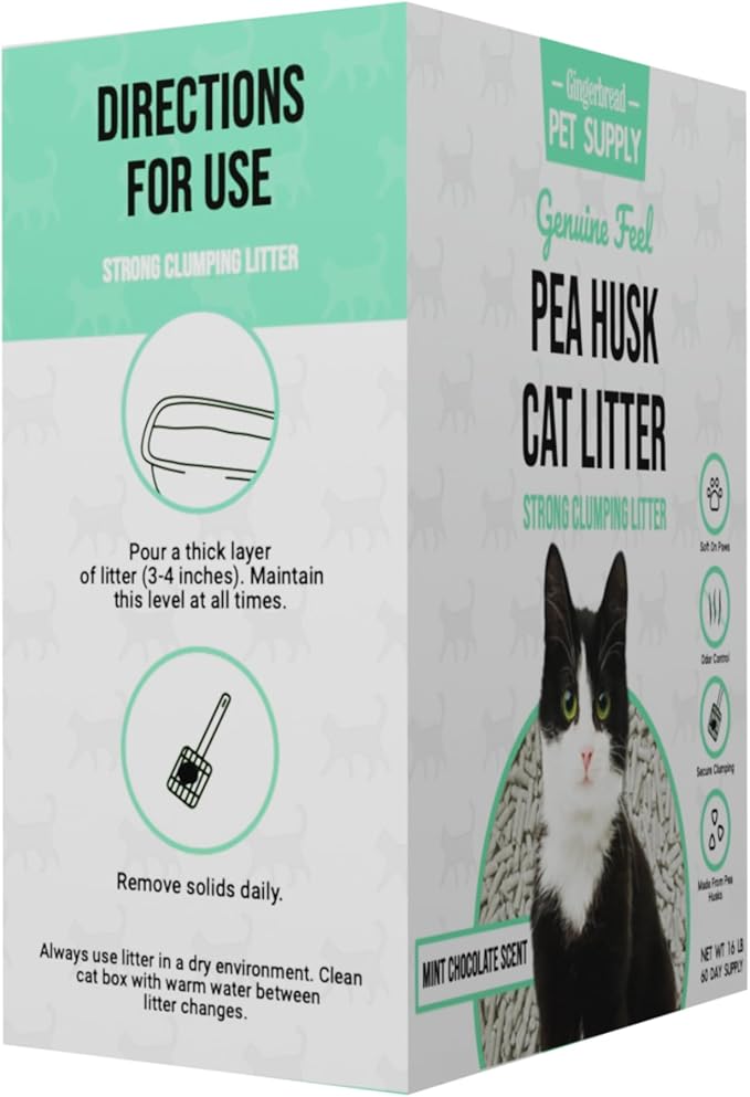 Premium Pea Husk Scented Cat Litter for Happy and Healthy Cats. (Mint Chocolate Chip)(15 lbs)