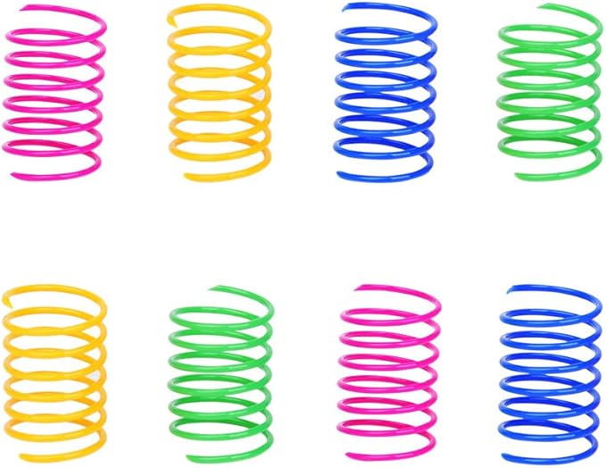 ISMARTEN Cat Spring Toy (60 Pack), Cat Kittens Toys Plastic Coil Spiral Springs for Swatting, Biting, Hunting, and Active Healthy Play (Random Color)