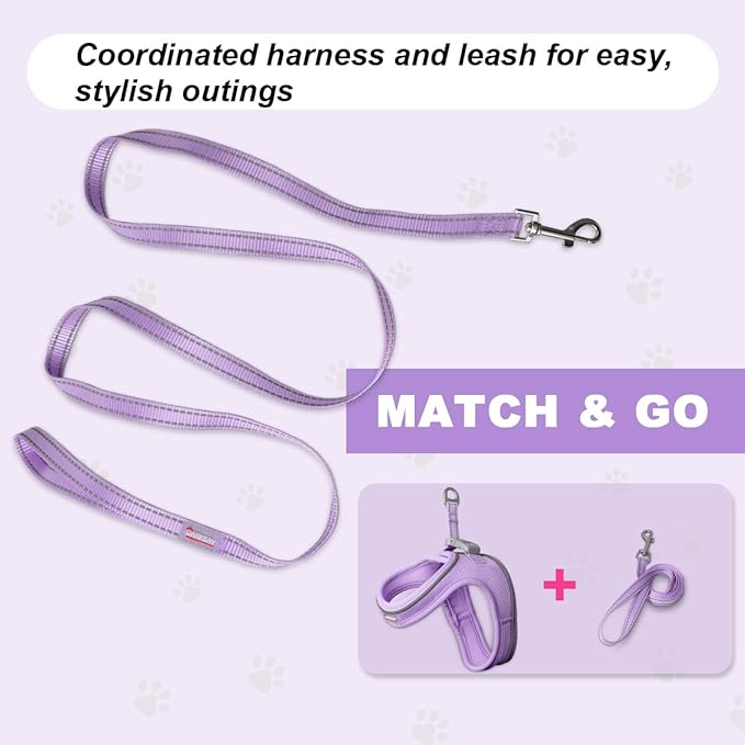 Cat Harness and Leash Set,Escape Proof Kitten Harness,Step in Adjustable Soft Lightweight,Easy Control,Reflective Strips Comfortable for Walking Travel(Violet Purple,S)