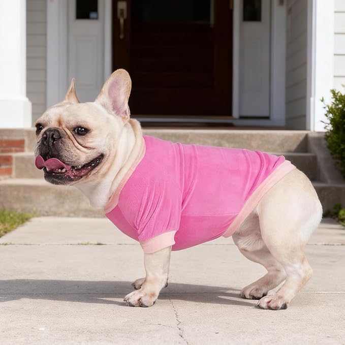 Classic Fleece Dog Sweater – Soft & Warm Stretchy Sweatshirt for Small Dogs & Cats, Cold-Weather Pullover for Everyday Wear (Dark Pink, Medium/Large)