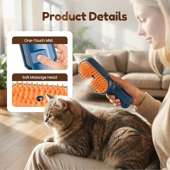 Cat Steam Brush for Shedding, 2026 New Pet Steam Grooming Brush, Multifunctional Hair Removal Comb for Home Use, Rechargeable Pet Comb for for Short and Long Hair Cats Dogs (Dark Green)