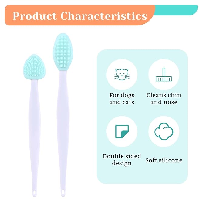 JJUNW 4Pcs Cat Acne Brush Set, Chin Treatment, Black Seed Exfoliating Brush, Dual Sided Silicone Brush for Chin Acne and Blackhead Exfoliation