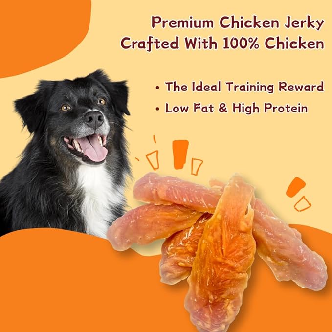 Chicken Jerky Dog Treats, Slow-Roasted Chewy Snacks for Training, for Medium & Large Dogs,Grain-Free, High-Protein Chewy Dog Training Treats, 1.1 Pound
