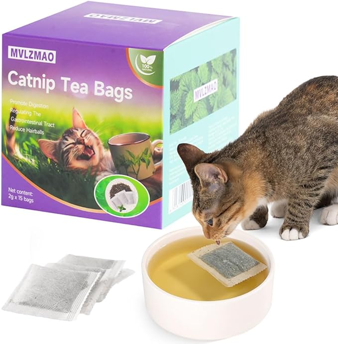 15 Pack Natural Catnip Packets for Cat Toys, Non-Woven Fabric Catnip Refills,More Potent Refill Pouches for Flapping Bird, Fish and Drinking