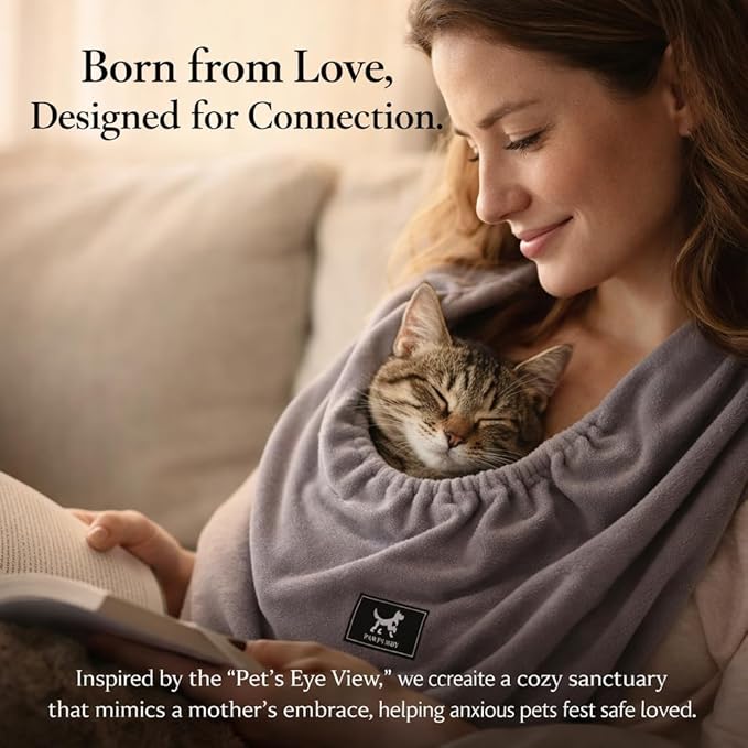 Cat Sling Carrier Critter Cuddler - Soft Breathable Cat Carrier, Pet Carrier for Cats/Kittens/Small Dogs (3-13 lbs), Hands-Free 2-Wearing Styles Indoor/Outdoor Cuddle Bag (Dark Gray)