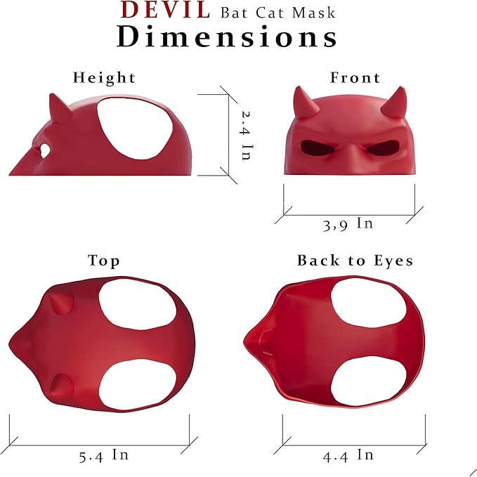 Red Bat Cat Mask for Indoor Cats, Handmade Superhero Cosplay Christmas Costume Mask for Cats, Funny Pet Photo Prop and Party Accessory – Small-Medium Size (Red)