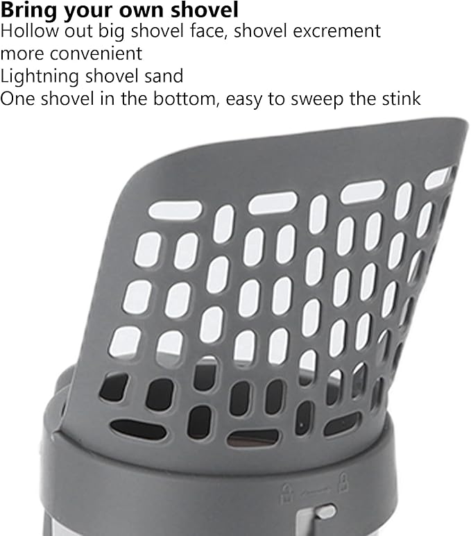 Focket Cat Litter Scooper, Deep Shovel with Trap Door Design for MessFree Cleaning, Litter Scooper with Integrated Waste Container Holder for Pet Owners