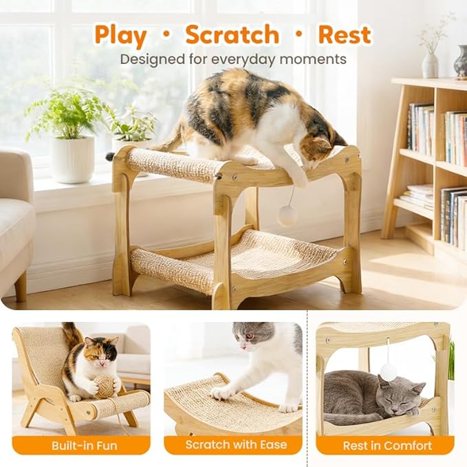 2026 New Cat Recliner Scraper Board, Large 2 in 1 Cat Recliner Scratch Board, Durable Cat Scratching Pad Cat Scratcher Bed Cardboard Cat Scratchers for Indoor Cats (E)