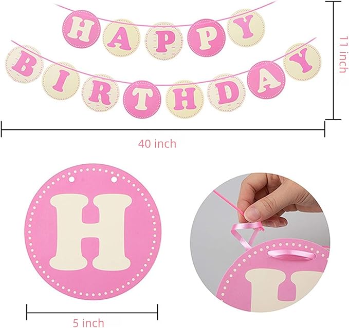 Dog Birthday Party Supplies with Bandana and Party Hat with Numbers, Happy Party Banner and Bollon for Small Middle Dogs Pink Birthday Girl Boy Scarf (Pink)