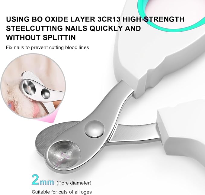 Aogeili Cat Claw Nail Clippers, Beginner Friendly Safety Trimmer, Pet Grooming Essentials Accessories with Stainless Steel Non Slip Handle for Kitten Puppy Rabbit Small Pets