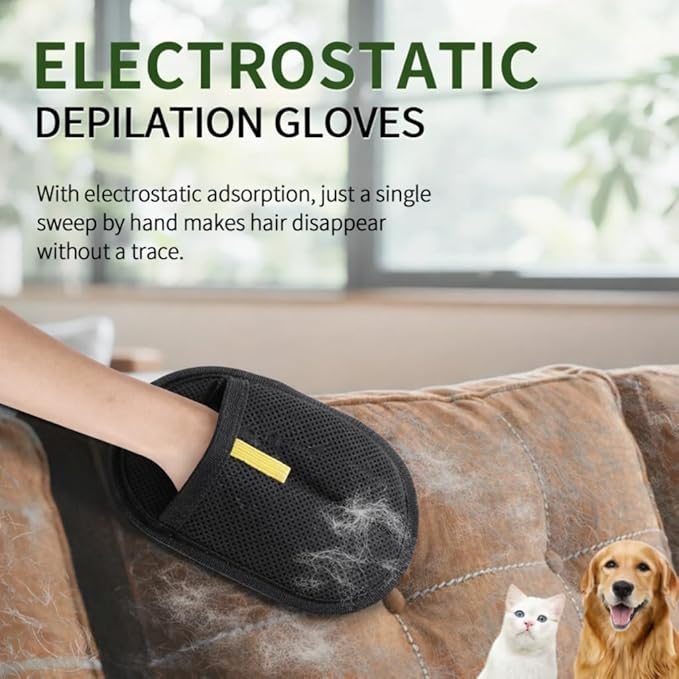 Pet Hair Remover Glove – Reusable & Washable Dog & Cat Hair Cleaner for Sofa, Couch, Carpet & Car Seat | Electrostatic Removal Mitt for Furniture & Clothes (1 Pack)