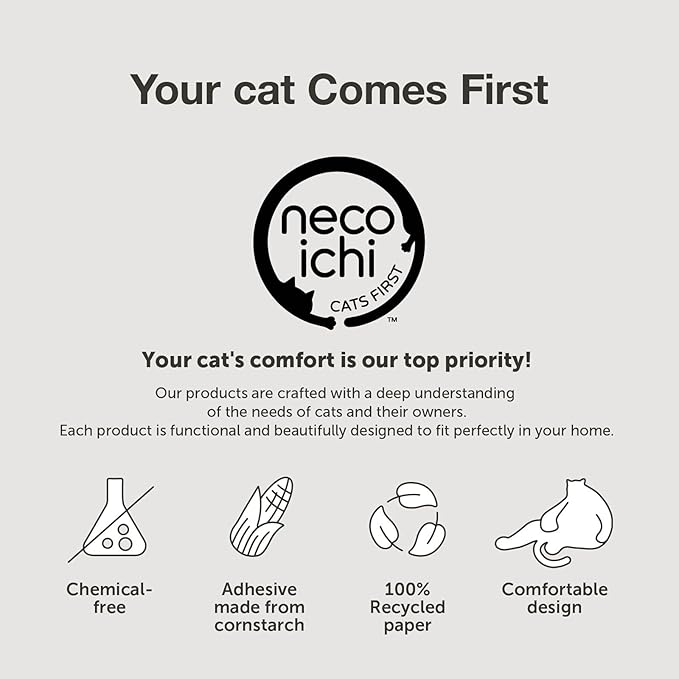 Necoichi Cardboard Cat Scratcher Bed for Indoor Cats - Cat Scratching Board (18" King, a.Oak Lounge)