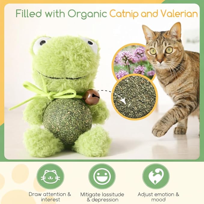 Cat Toys with Catnip Kitten Chew Bite Supplies Boredom Relief Fluffy Kitty Teeth Cleaning Chewing Cat Lovers Interactive Plush Gift (New Forg)