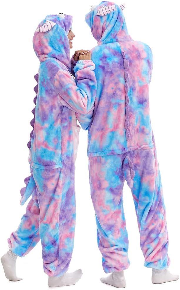 HSCTEK Fuzzy Teddy Fleece Adult Onesies Pajamas - Teen Long Sleeve Zip Up Hooded Blanket Sleep - One Piece Costume
