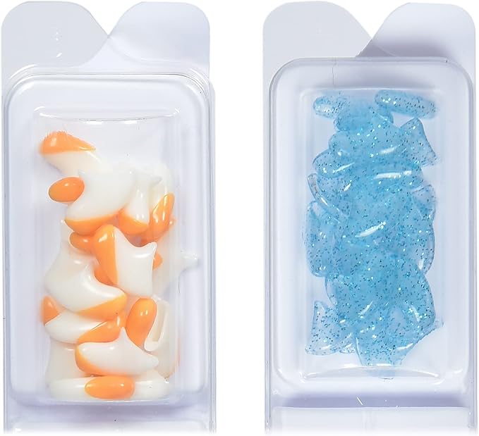 Kitty Caps Nail Caps for Cats, White with Orange and Clear with Blue Glitter - Safe, Stylish and Humane Alternative to Declawing, Stops Scratches and Snags, Large 13 lbs or More, 40 Count - 3 Pack