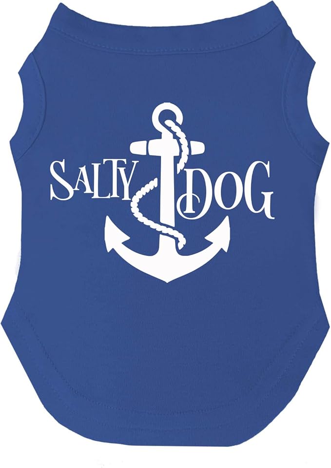Salty Dog Dog Tee Shirt | Sleeveless | Summer Fun | Beach Vibes | Ocean Lover | Sunshine (Royal Blue, 4X-Large 100)