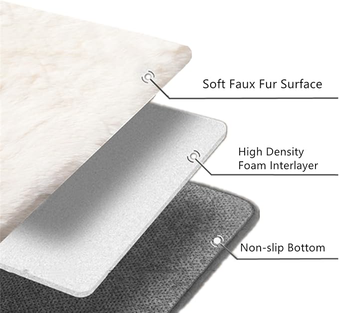 SHENGOCASE 2-Pack Oval Faux Rabbit Fur Cat Dog Bed Cushion Pad Mat, Cat Tree Tower Replacement Cushion House Cage Crate Kennel Furniture