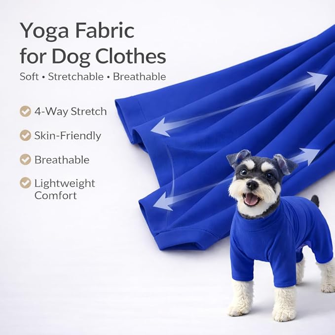 Lovelonglong Dog Full Bodysuit – Stretchy Yoga Fabric 4-Leg Dog Pajamas, Breathable & Lightweight Dog Onesie for Indoor & Outdoor, Shedding Control & Travel Wear