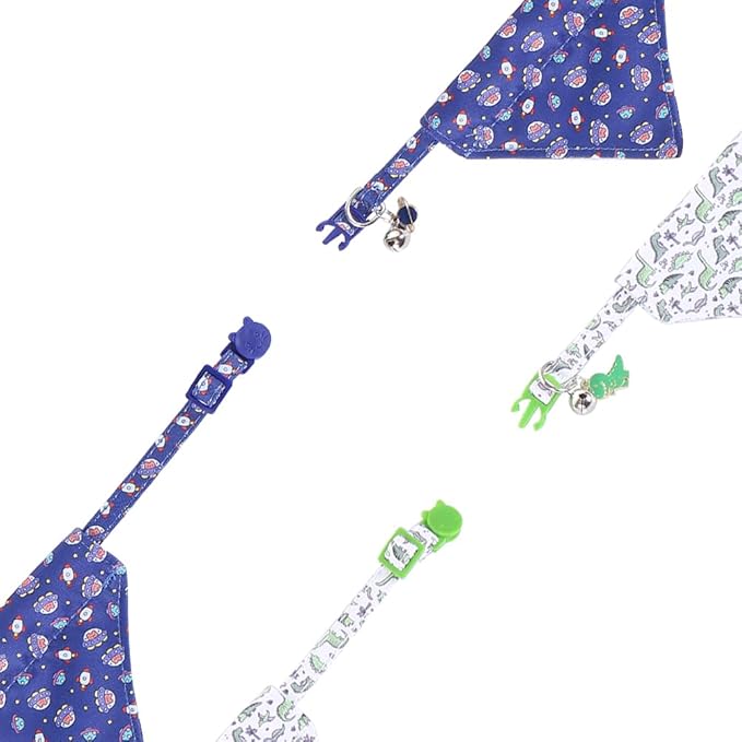 Cat Collar Breakaway with Cute Bandana and Bell Accessories for Kitty Adjustable Safety