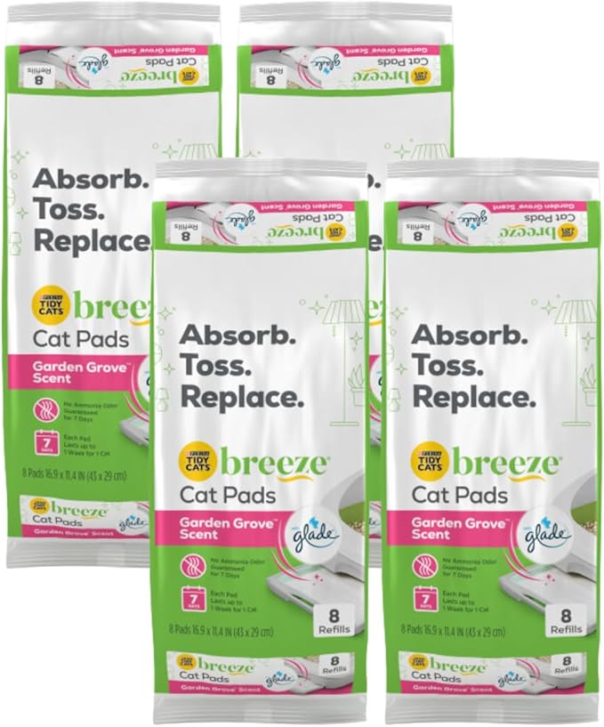 Purina Tidy Cats Breeze with Glade Garden Grove Scent Cat Litter Pads 8ct. Refill Pack - 8 ct. Pouches (Pack of 4)
