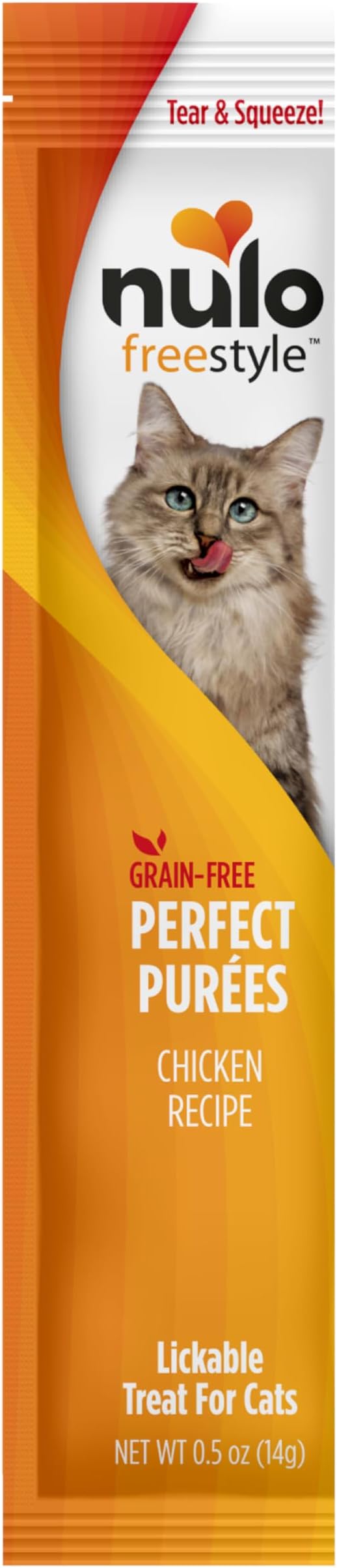 Nulo FreeStyle Lickable Cat Treats - Perfect Purées Chicken Recipe, Squeezable Grain-Free Wet Cat Food Topper, High Moisture for Hydration, 0.5oz Tubes (pack of 48)