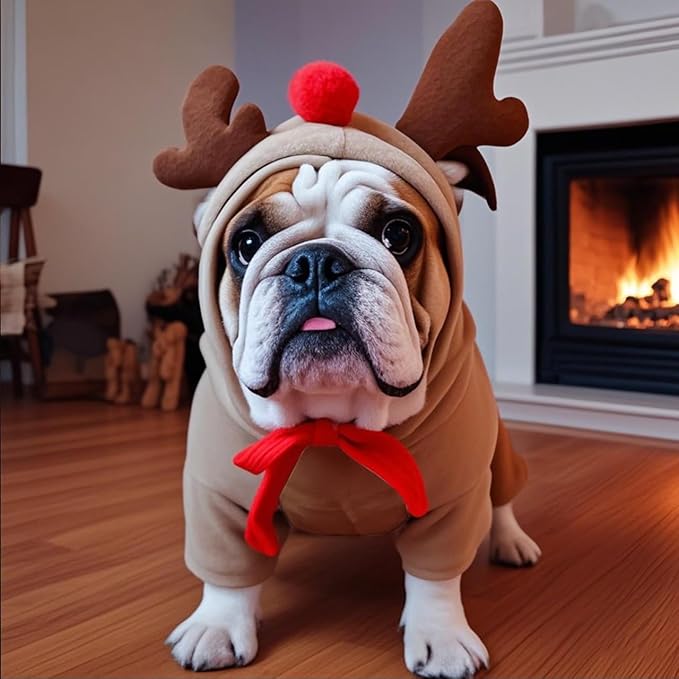 Pet Clothing Dog Transformation Frog Hoodie Autumn and Winter Warm Small Large Dog Method Dou Cat Bullfighting Clothes (elk,L)