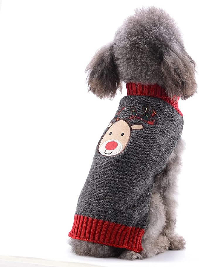 Mikayoo pet Sweater for Small Dog/cat,Ugly Sweater,Christmas Holiday Xmas, Elk Series, Reindeer Series,Reindeer Head(XL)