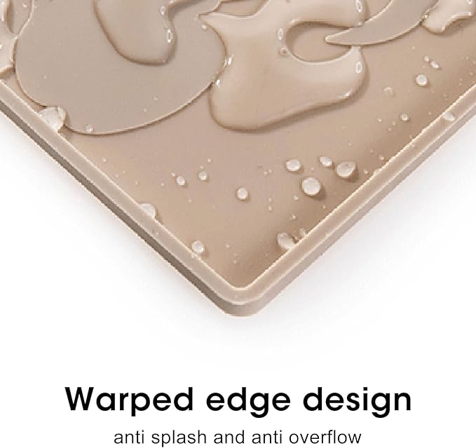 Dog Feeding Mat, Waterproofed Cat Food Mats, Anti Slip Silicone Cat Dog Food Mat for Messy Drinkers to Protect Floors (Beige)