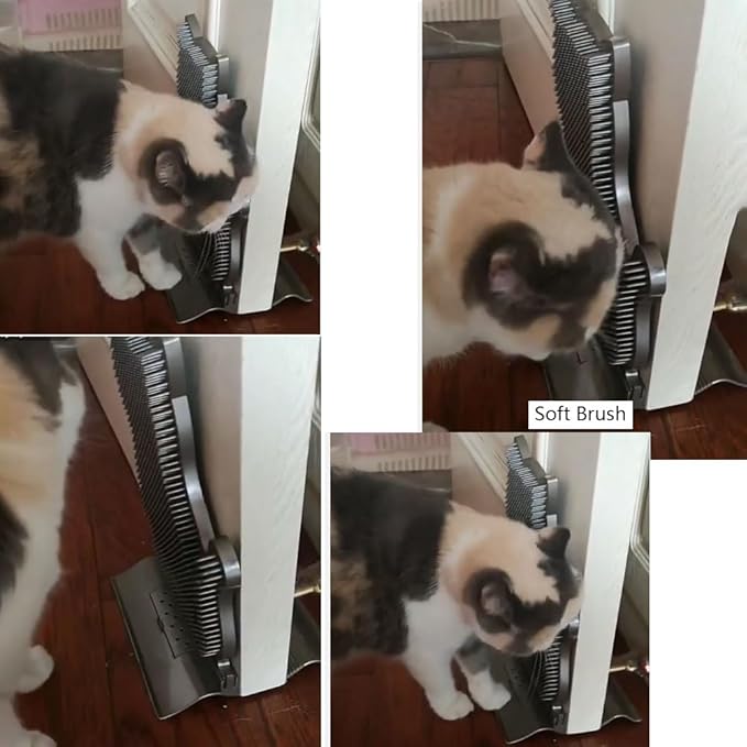 Cat Corner Self Groomer Brush with Catnip - Soft Wall Scratcher and Grooming Brushes - Pet Self Massage Combs for Indoor Cats