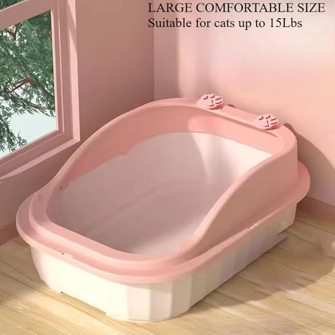 Cat Litter Tray cat Toilet Anti Splash Supplies Semi Enclosed Tall Detachable Kitty Litter Pan Cat Litter Tray 11.42" W x 6.3" H x 16.45" L (Yellow)