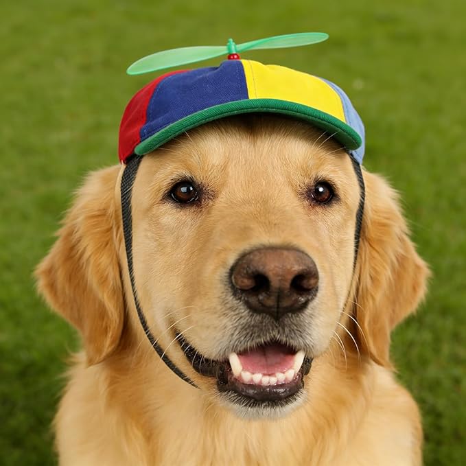 Pet Propeller Hat Cat Dog Colorful Pet Sun Protection Adjustable Baseball Cap Rainbow Pet Spinner Hat Funny Puppy Kitty Baseball Cap