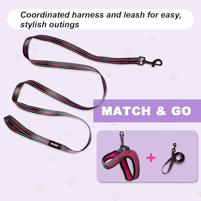 Cat Harness and Leash Set,Escape Proof Kitten Harness,Step in Adjustable Soft Lightweight,Easy Control,Reflective Strips Comfortable for Walking Travel(Pink/Black,XXXS)