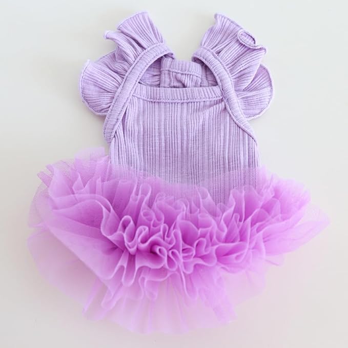 Hdwk&Hped Small Dog Dress Breathable Summer Dog Dress for Puppy Cats Girl Female Tutu Cake Skirt Princess Dress for Birthday Party Costume (Tutu Skirt - Purple, Small)