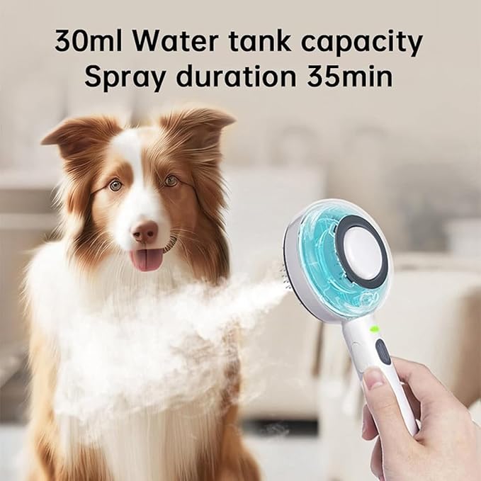 Pet Grooming Brush for Cats & Dogs - Steam Brush with Dual Functions, Moisturizer, Release Button, Water Reservoir - Ideal for Removing Static and Shedding, Perfect for Travel