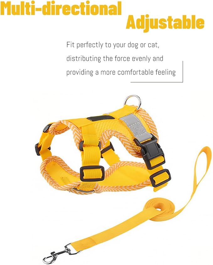 Cat Harness and Leash Escape Proof Harness for Kitten Puppy Adjustable Breathable Cats Dog Easy Walk Seatbelt X-Large, Yellow