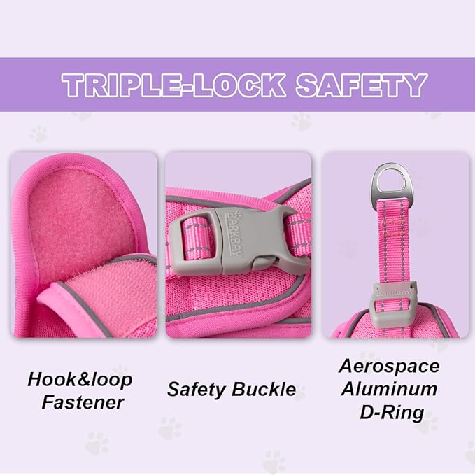 Cat Harness and Leash Set,Escape Proof Kitten Harness,Step in Adjustable Soft Lightweight,Easy Control,Reflective Strips Comfortable for Walking Travel(Pink,XS)