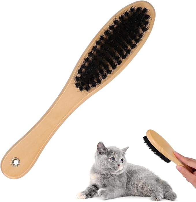 Cat Brush Professional Soft Bristle Cat Grooming Brush with Wooden Handle for Kitten Pet Grooming