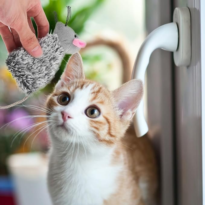 Ipetboom 9pcs Catnip Toys for Cats Refillable - Interactive Cat Chew Toys for Indoor with Natural Jute Tail and Long Fur - Durable Plush Mouse Pet Fun Tool for Hunting Boredom Relief