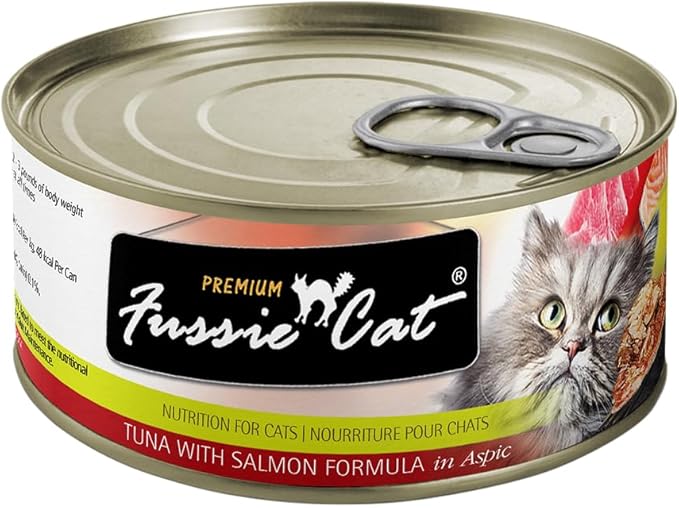 Fussie Cat Premium Tuna & Salmon in Aspic Grain-Free Wet Cat Food - 2.82oz Cans - Case of 24 Cans (Tuna & Salmon in Aspic)