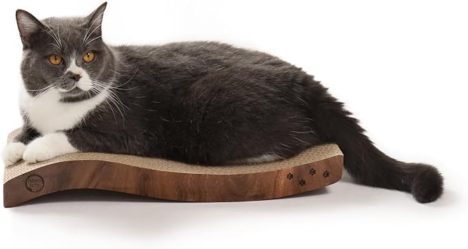 Reversible Wave Cat Scratcher for Indoor Cats - Cat Scratching Board, Horizontal Cat Scratch Pad Lounger with Reversible Usability and Extra Comfort for Lounge(1Pack, Dark Cherry)